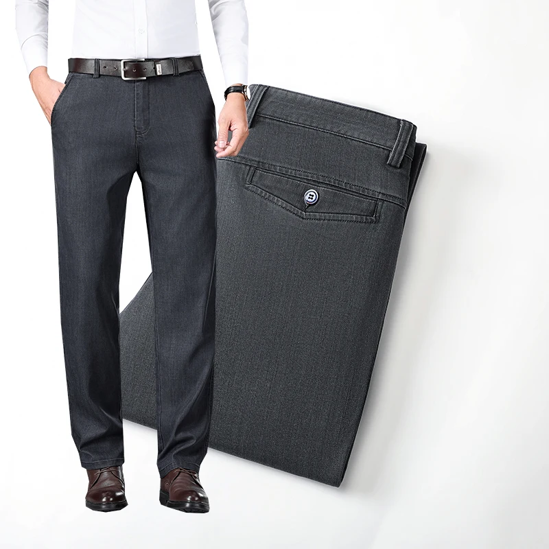 

Business Men's Jeans Autumn New Fashion Stretch Straight Casual Trousers Loose Comfortable Brand Classic Denim Pants Male