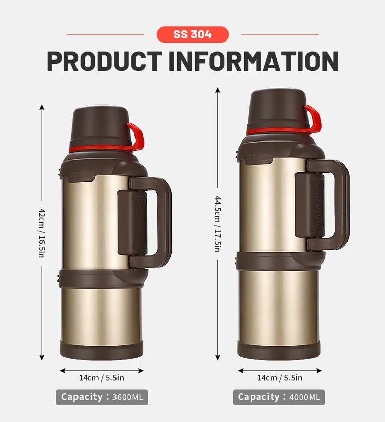 Large Capacity Reusable Double Wall 304 Stainless Steel Vacuum Flasks Sports Travel Water Bottle