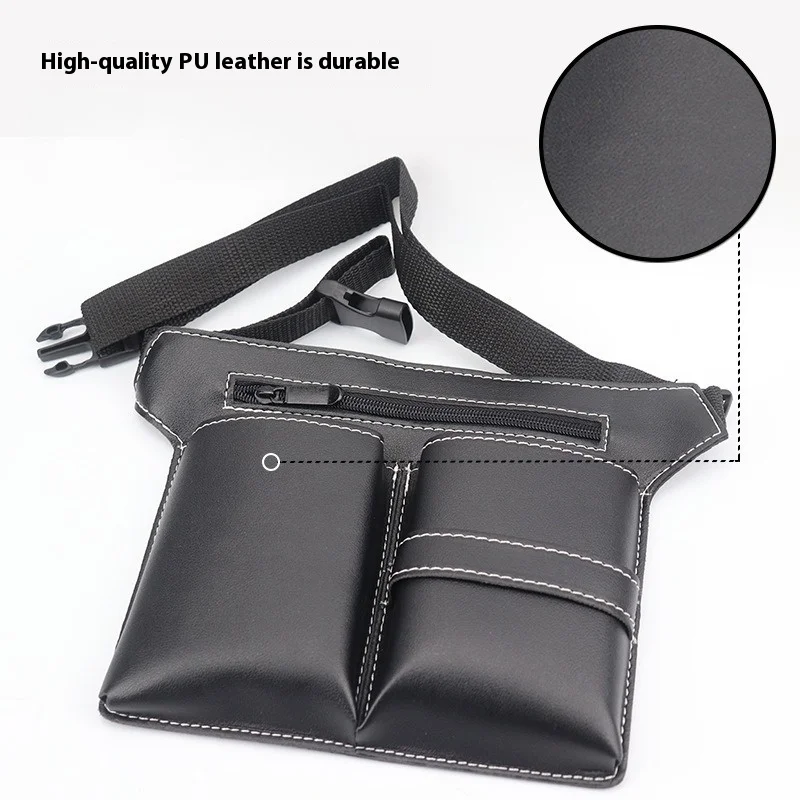 1PC Hairdresser Scissor Bag Salon Barber PU Leather Waist Pouch with Waist Belt Hair Salon Scissor Hair Tools Storage Waist Bag