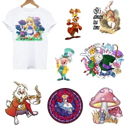 Alice In Wonderland Iron Transfer Patches Fusible Patch on Clothes Disney Heat Transfer Stickers DIY Casual T-Shirt Sweatshirt