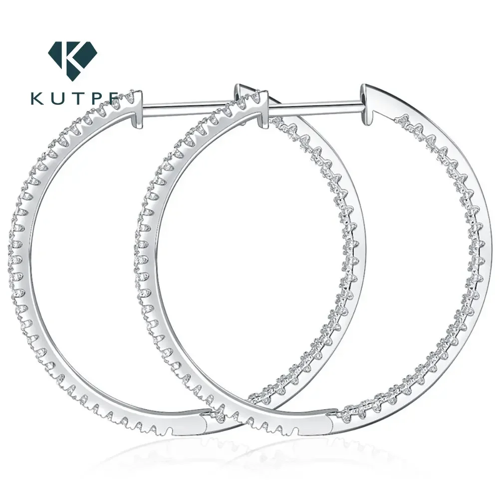 1.2mm Moissanite Hoop Earrings for Women European and American Circle S925 Sterling Silver Sparkling Diamond Earring Jewelry