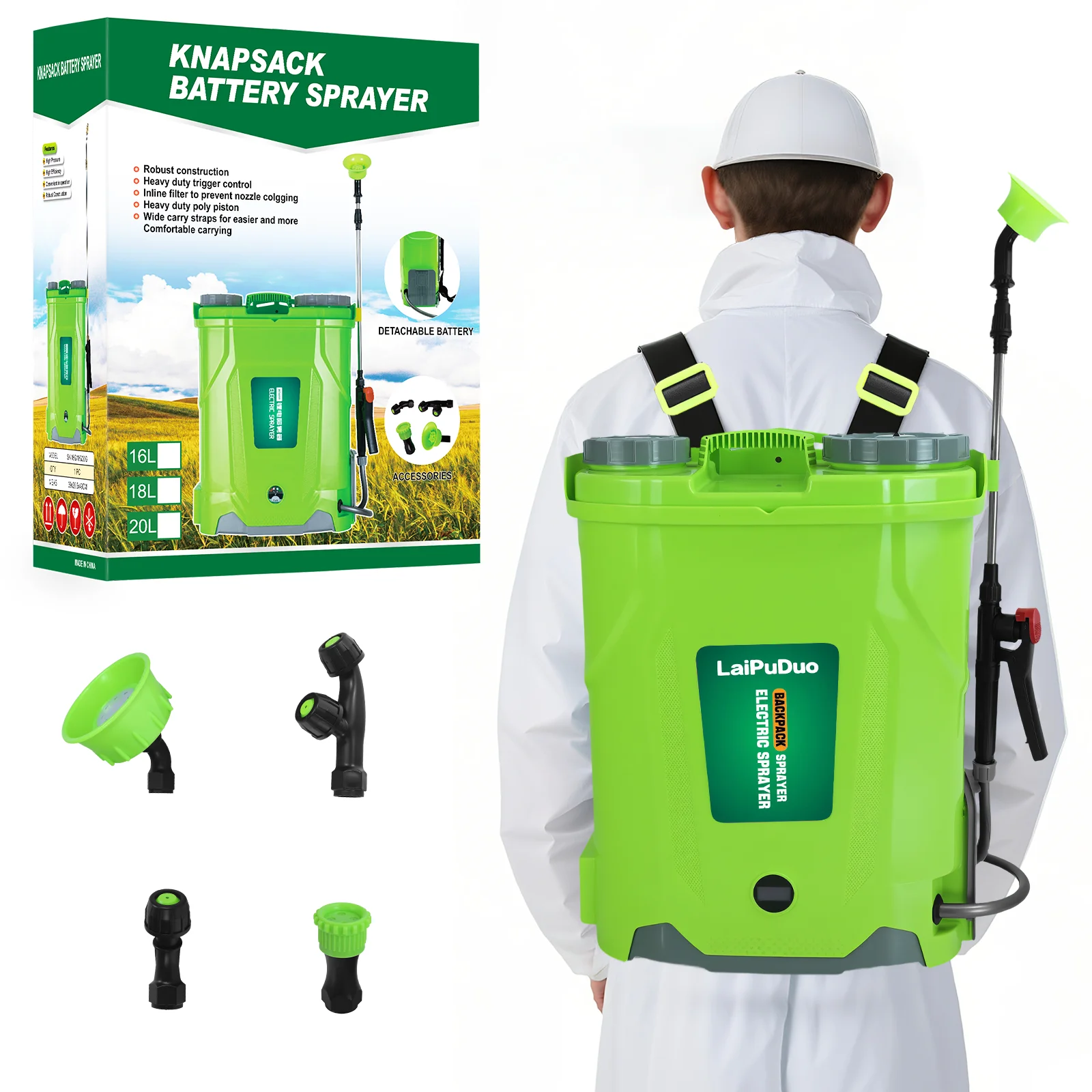 

20L Battery Powered Backpack Sprayer 100 PSI Electric Garden Sprayer Weed Yard Sprayer Power Tools for Makita 18V Battery Pin