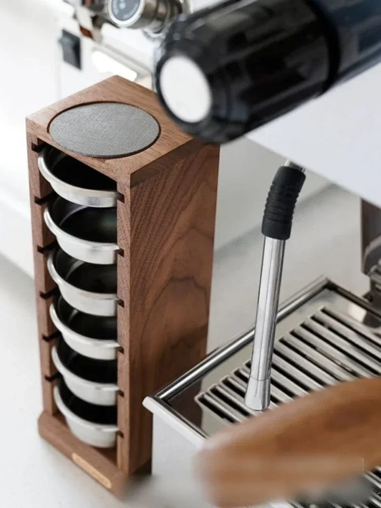 JUSTINLAU – support de rangement pour bol de café en poudre, 51/53/58mm, panier à expresso en bois de noyer, présentoir pour outils Barista, accessoires pour café