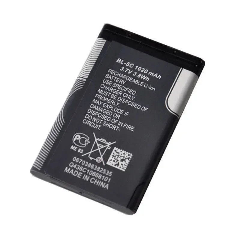 New BL-5C 1020mAh Mobile Phone Battery For Nokia BL-5C 1100 6230 6600 1108 1112 1200 n70 n91 N-Gage Replacement Battery Charger