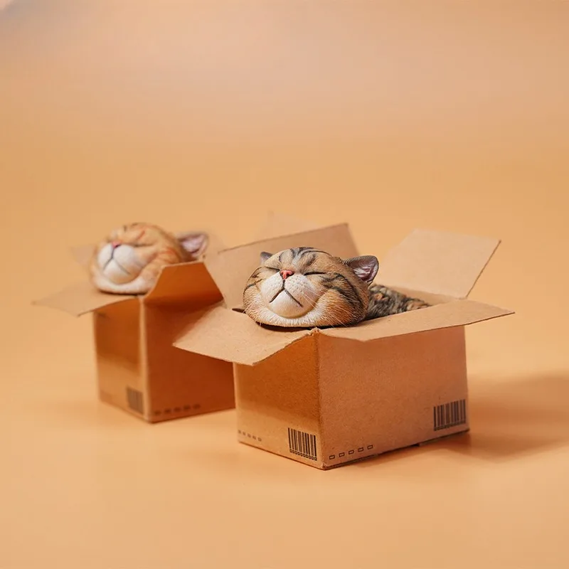 In Stock 1/6 Scale Courier Cat Resin Model Mini Cute Pet Toys Desk Ornament for 12inch Action Figures Props