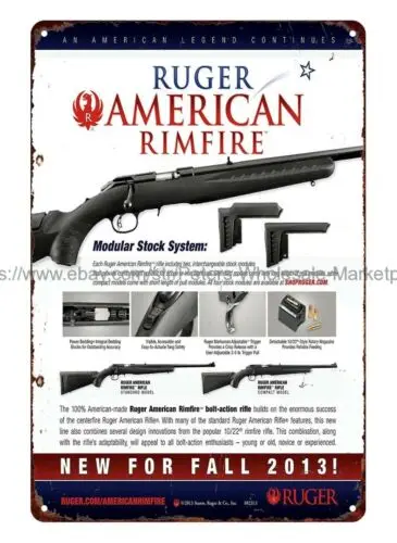 Ruger American rimfiregun firearm metal tin sign bar pub signs