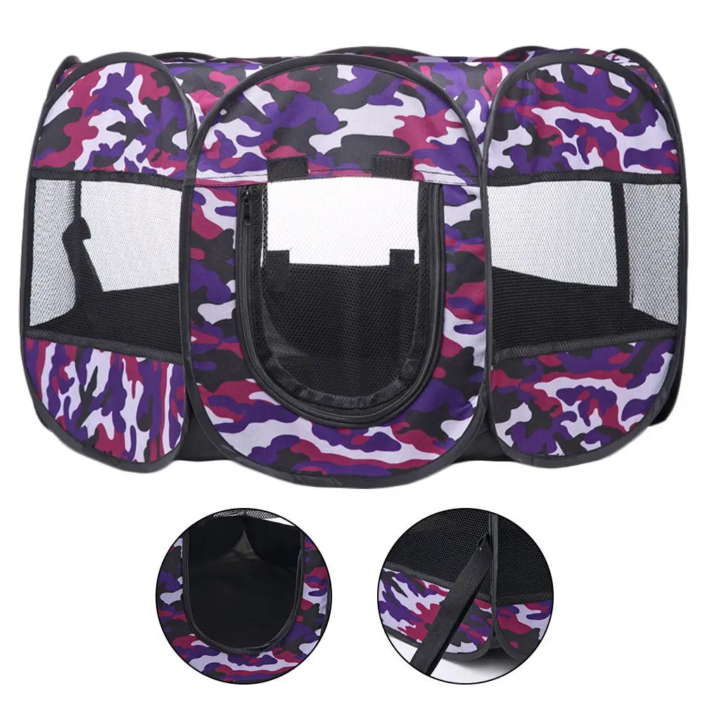 

Portable Foldable Pet Tent Purple Indoor Outdoor Play Tent Waterproof Oxford Cloth Stable Structure Pet Supplies