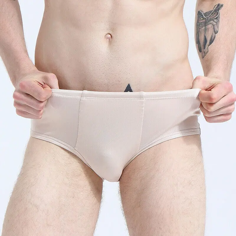 

Mulberry Silk Underwear For Men Briefs Thin Silky Cool Briefs Protect Sperm XXXL