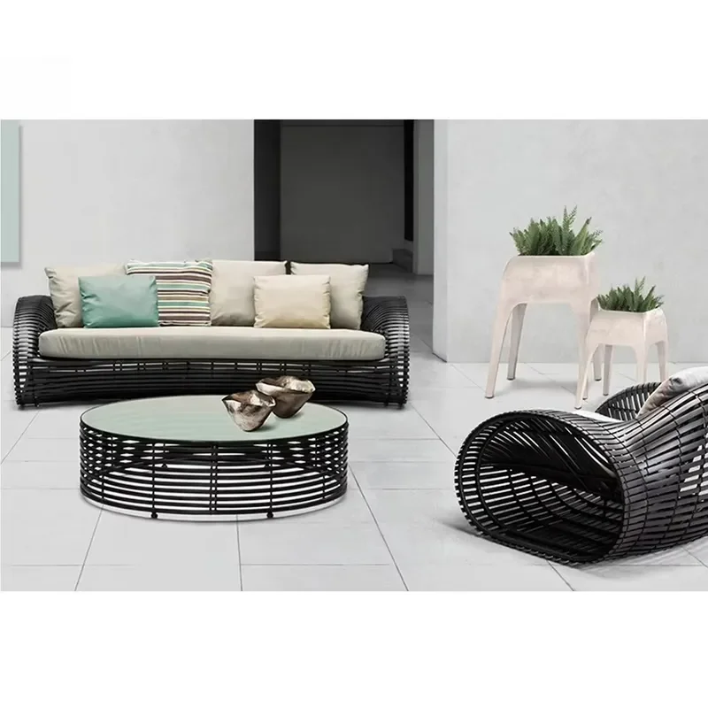Waterproof UV Rattan Patio Furniture Hotel Leisure Outdoor Sofa Living Room Furniture Rattan Garden Sofas
