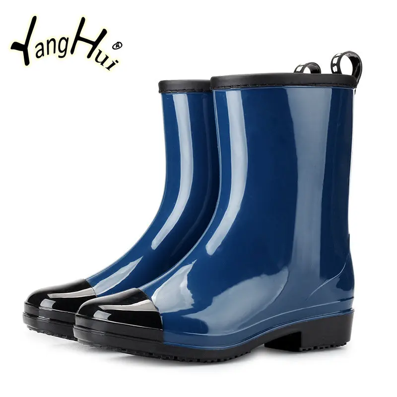 Waterproof Non-slip Wear-resistant Ankle Women\'s Rainboots Mixed Colors All-match Fashion Rain Shoes for Women 2023 New Spring