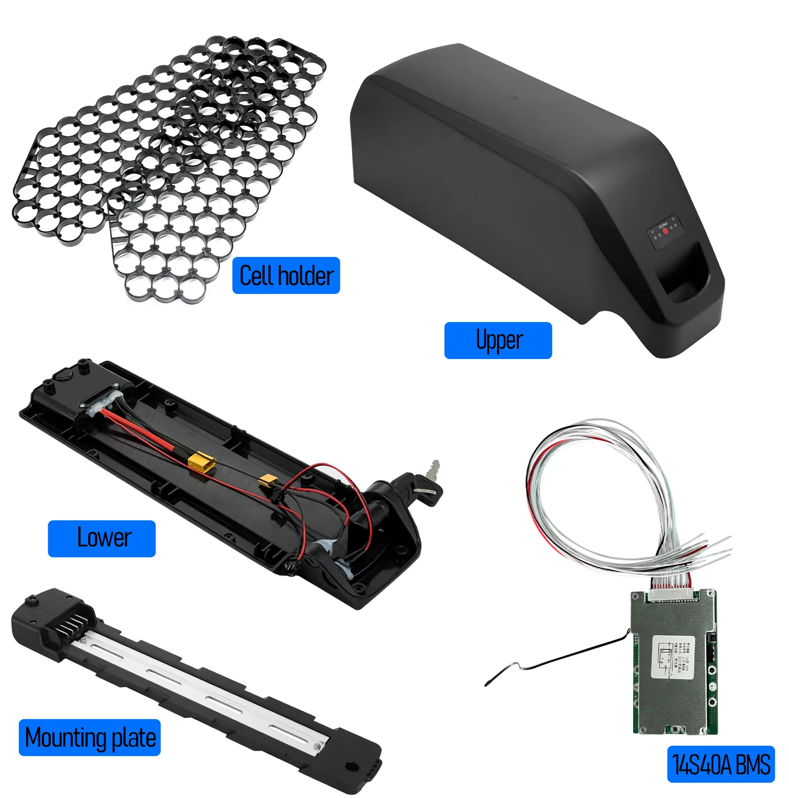 

36 В 48 В 52 В Polly Battery Case Макс. 70 шт. 21700 ячеек Аккумуляторный ящик для электровелосипеда Downtube Case с держателем батареи