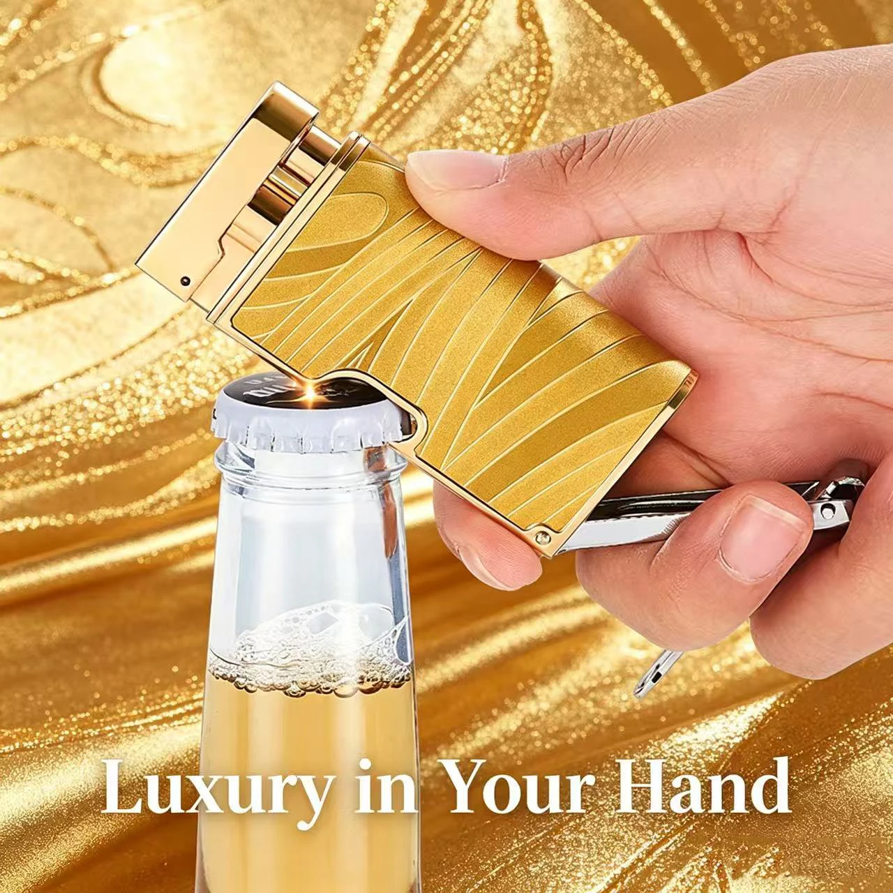Portable Multifunction Lighter, Jet Flame Windproof, Nail Clipper & Bottle Opener Combo Design