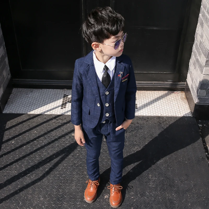 Baby Boys Wedding Party Costumes Blazer Vest Pants Children\'s Formal Suits Baptism Dress Kids Teenage Ceremony Suit Clothes Set