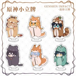 1Pc Anime Game Genshin Scaramouche Tartaglia Mini Animal Character Card Desktop Decoration Acrylic Standing Plate Boy's Gifts