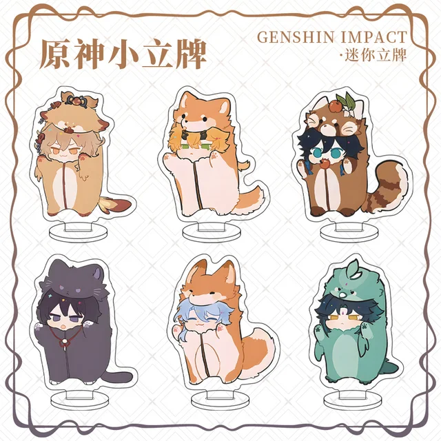 1Pc gra Anime Genshin Scaramouche Tartaglia Mini karta zwierzęcy charakter dekoracja stołu akrylowa płyta stojąca chłopiec prezenty