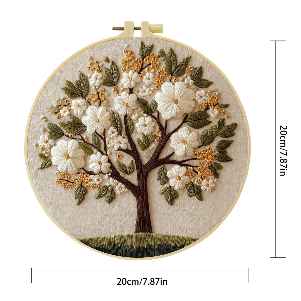 1 Stück 20X20CM/15X15CM 7,87/6,3 Zoll Blumen-Stickerei-Starter-Kit DIY-Kit DIY-Stickerei-Set für Anfänger – Detail 4