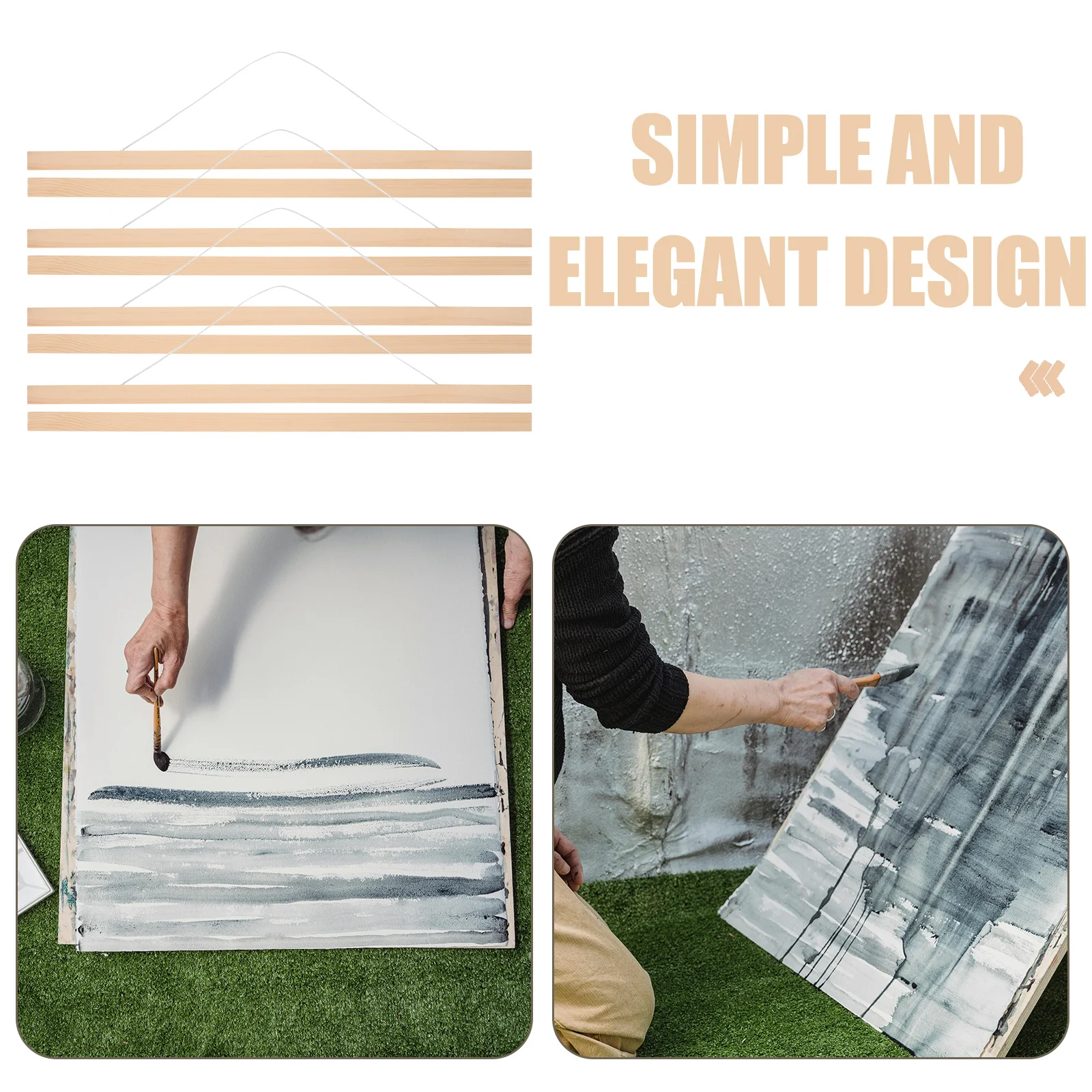 

5 Pcs Painted Roller Hanger Tapestry Rod for Wall Hangings Poster Wood Frame Painting Tool Wooden Gallery Frames