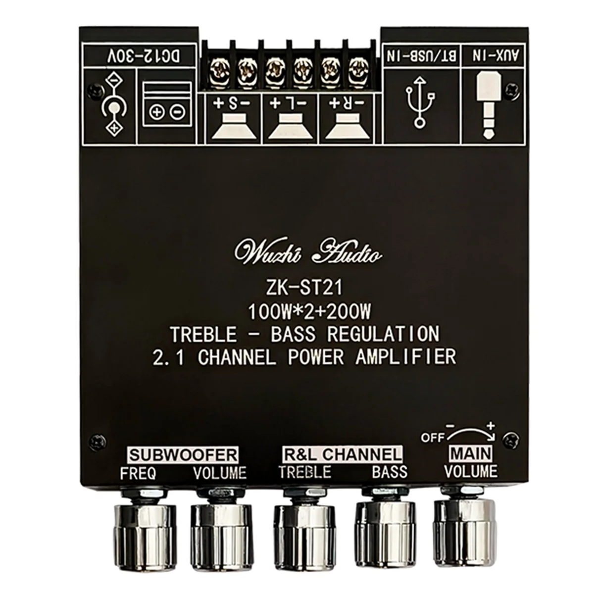 ZK-ST21 Bluetooth Digital Amplifier Board 2.1 Channel 100Wx2+200W Subwoofer Chip TPA3221 HiFi Stereo Amplifier Board(B)