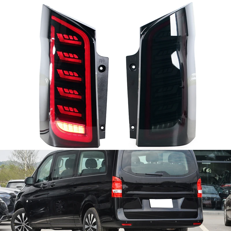 

Pop For Mercedes-Benz Vito W447 V260 V250 V220 2016-2021 Car Tail Lamp LED DRL Dynamic Signal Brake Reverse Auto Accessories Bla