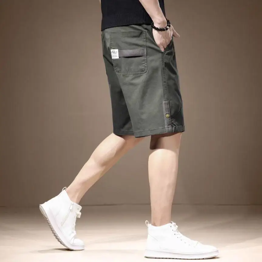 

Американские повседневные мужские ор-брюки, летние тонкие шелковые модные свободные спортивные средние брюки Faion, прямые трубки, пять деталей