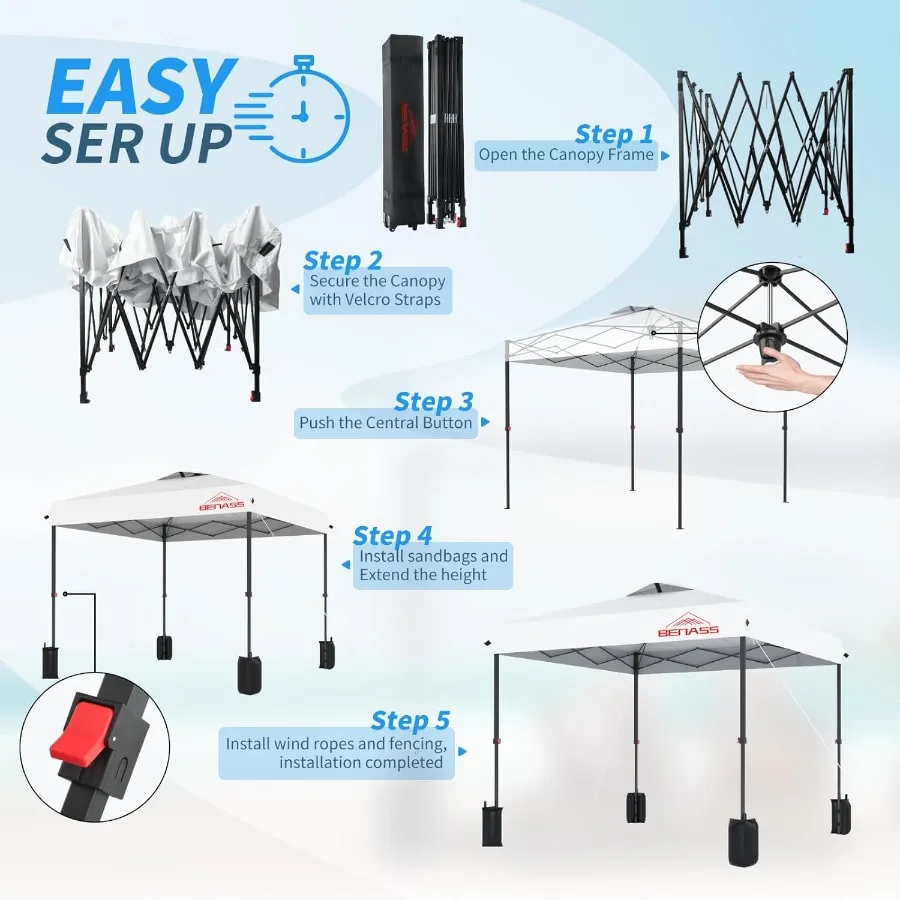 8x8 المنبثقة المظلة سهلة المظلة خيمة للمناسبات في الهواء الطلق الثقيلة خيمة مقاومة الطقس مع الإعداد السريع لحفلات الزفاف #4