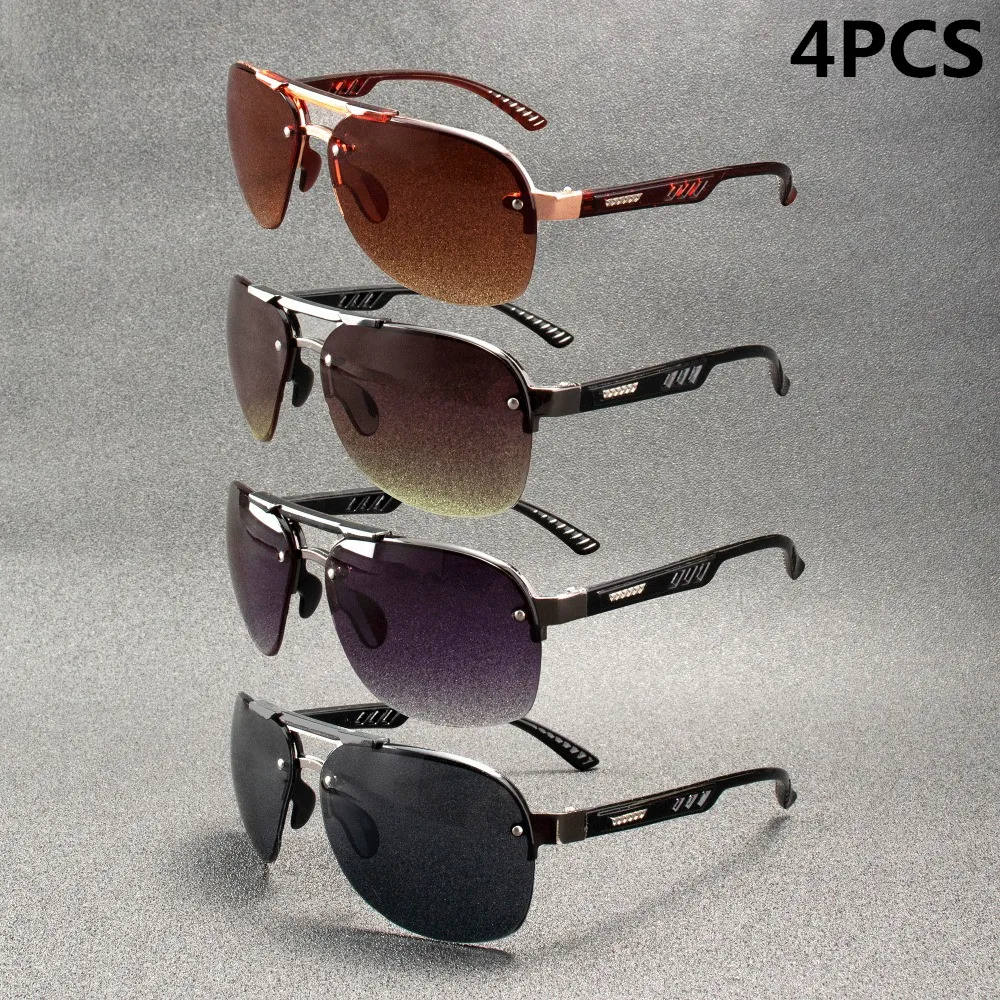 4 Paires de Lunettes de Soleil Vintage pour Femme et Homme, de Marque, de Designer, Classiques, Miroir, pour la Conduite, Oculos de sol