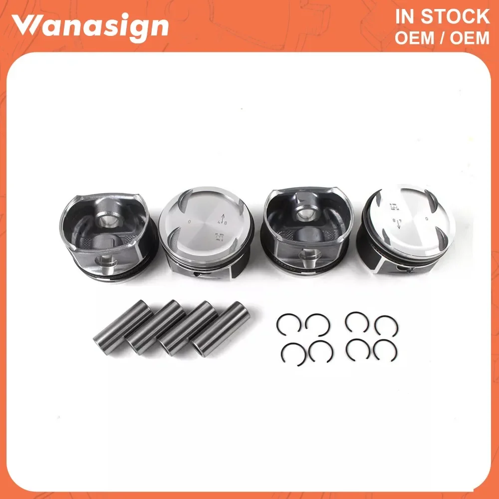 4Pcs Piston & Rings 82.0mm Fit 1.8 T For Mercedes-Benz W204 W211 C200 C230 SLK200 M271 1.8T CLK200K l4 GAS 03-11 2710300024