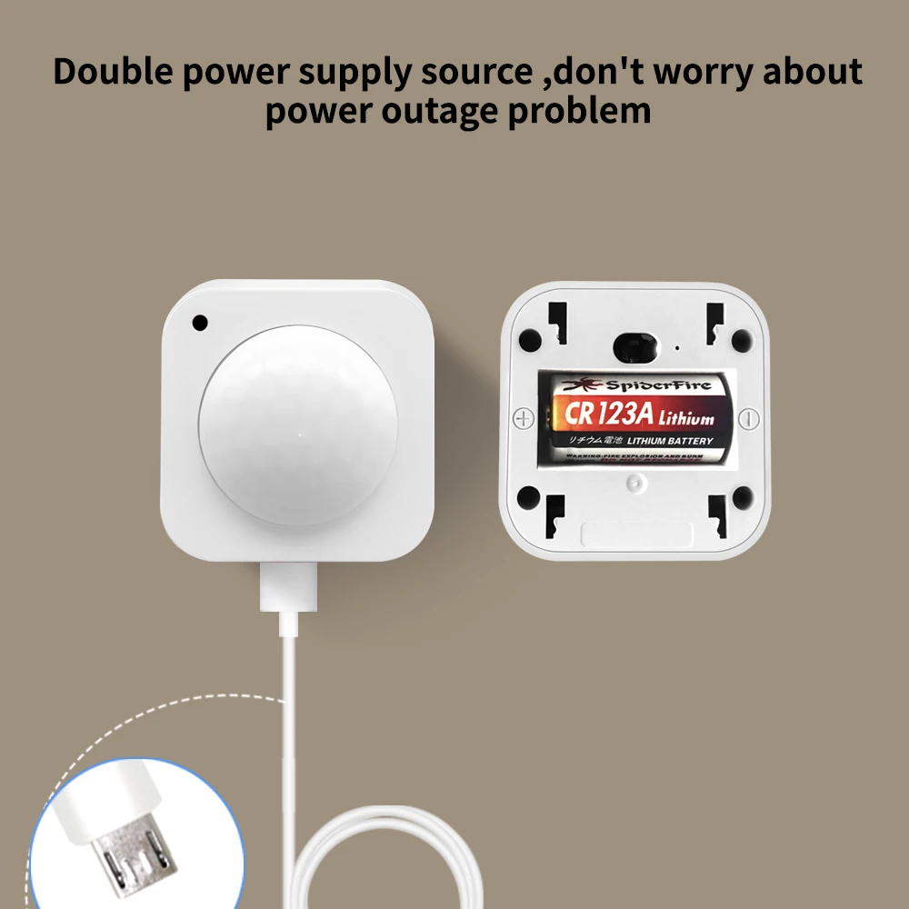 Tuya ZigBee 2in1 Sensore intelligente di luminosità del movimento PIR Rilevatore di movimento umano Sensore di luce integrato Funziona con l'assistente domestico