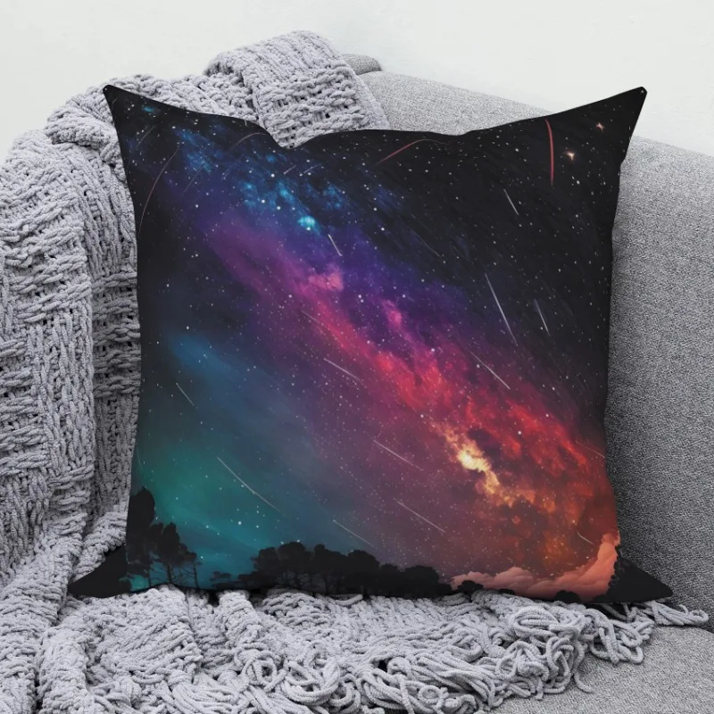 Just Star Throw Pillow for Sofa, Home Decor, Art, Space, Ticks Peach skin polyester pillowcase