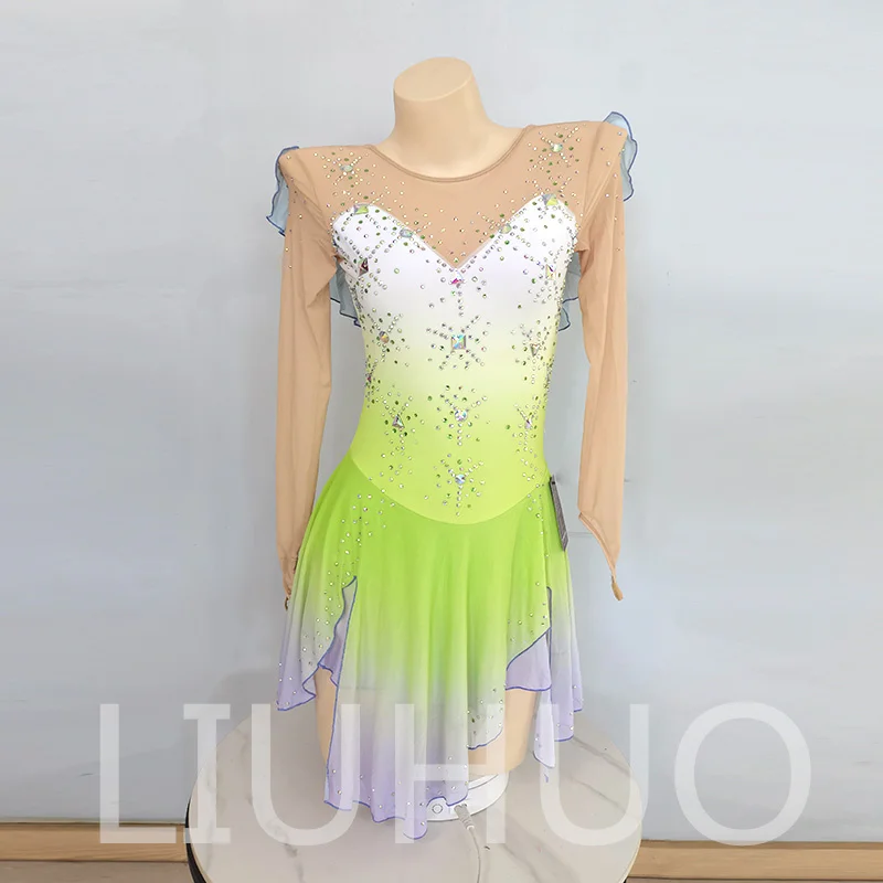 LIUHUO Ice Figure Skating Dress Girls Women Teens Stretchy Spandex Competition Wholesale