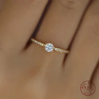 Bague en argent Sterling 925 plaqué or 14 carats, Zircon brillant pour femmes, bijoux de mariage de tempérament exquis 1