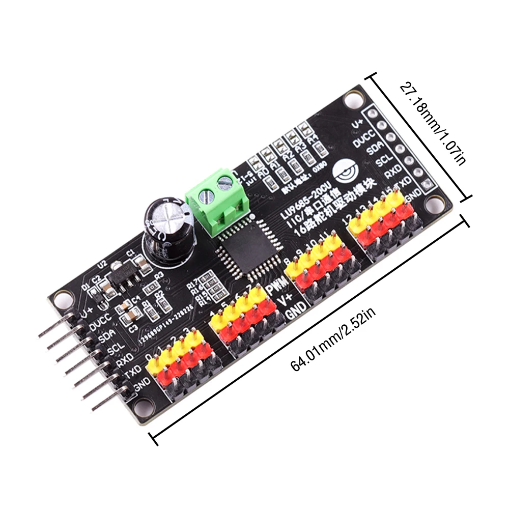 LU9685 16 Channel PWM Servo Driver Board IIC Interface LU9685 Module Controller for Ar-duino Robot or Ra-spberry pi
