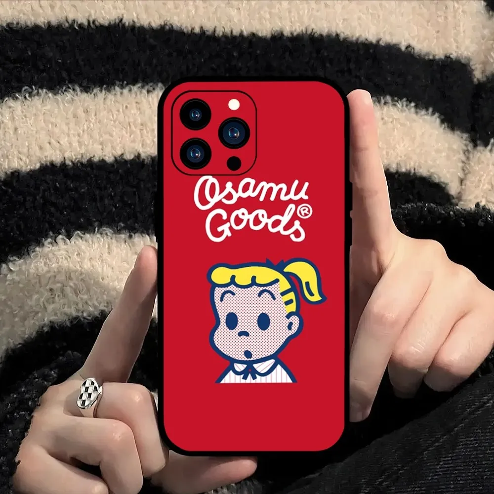 Kawaii Harada O-OSAMU G-GOODS Phone Case For iPhone Mini 11 12 13 14 15 Pro XS Max X Plus SE XR Black Soft Shell