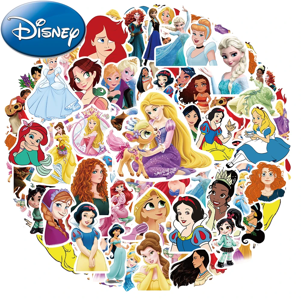 10/30/50pcs 믹스 디즈니 애니메이션 공주 스티커 귀여운 데칼 방수 DIY 가방 편지지 전화 만화 낙서 스티커 장난감
