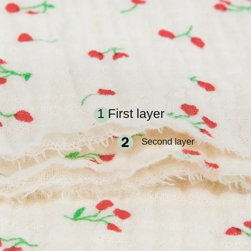 100 * 135cm Summer Baby Clothing Fabric Double-Layer Gauze Cotton Small Floral Skirt Pajamas Home Clothing Fabric By Meter Stof