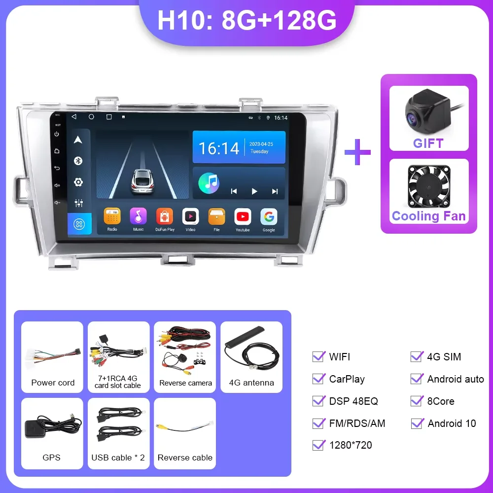 

Herorider Android Carplay Радио для Toyota Prius XW30 2009-2015 Автомобильный радиоприемник Мультимедийный видеоплеер GPS-навигация с сенсорным экраном