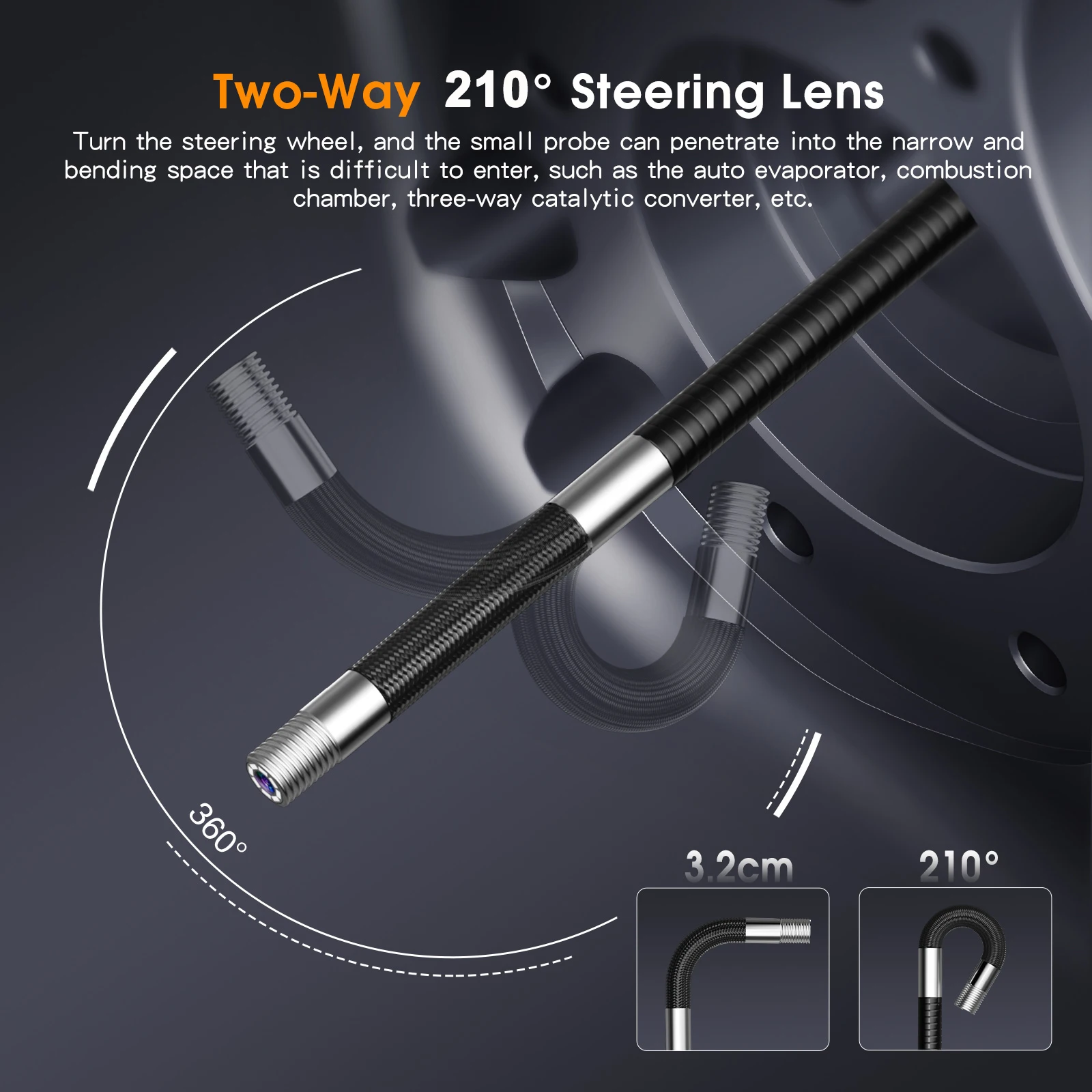 REYUECAM 5.5mm Two-Way 210° Articulating Borescope with 5 \