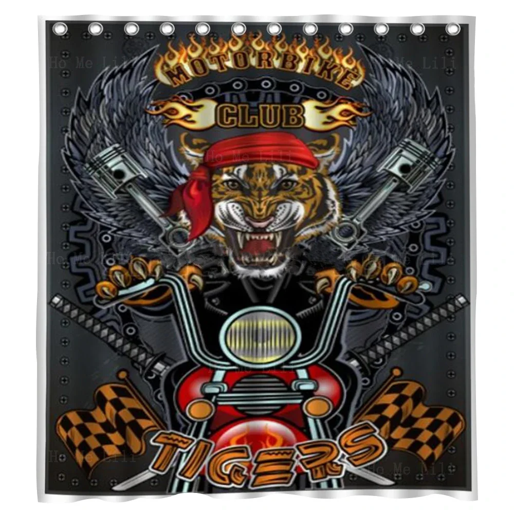 Freedom Racing Badge Vintage Route 66 Arizona Motobike Skull Desert Tiger Poster Shower Curtain By Ho Me Lili Bathroom Decor