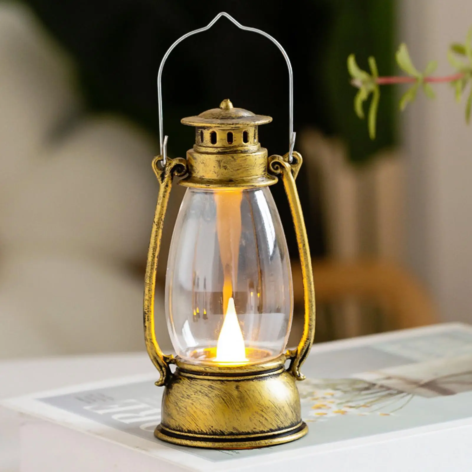 Retro Lantern LED Candle Lamp Soft Light Decorative Portable  Hanging Vintage Christmas Electrical Lamp Halloween Gift