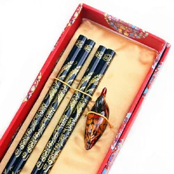 Gift Chopstick Business Gift Chinese Wooden Dragon-grain Wedding Gift Chopsticks Set Chopstick Holder Chopstick Rest Chop Sticks