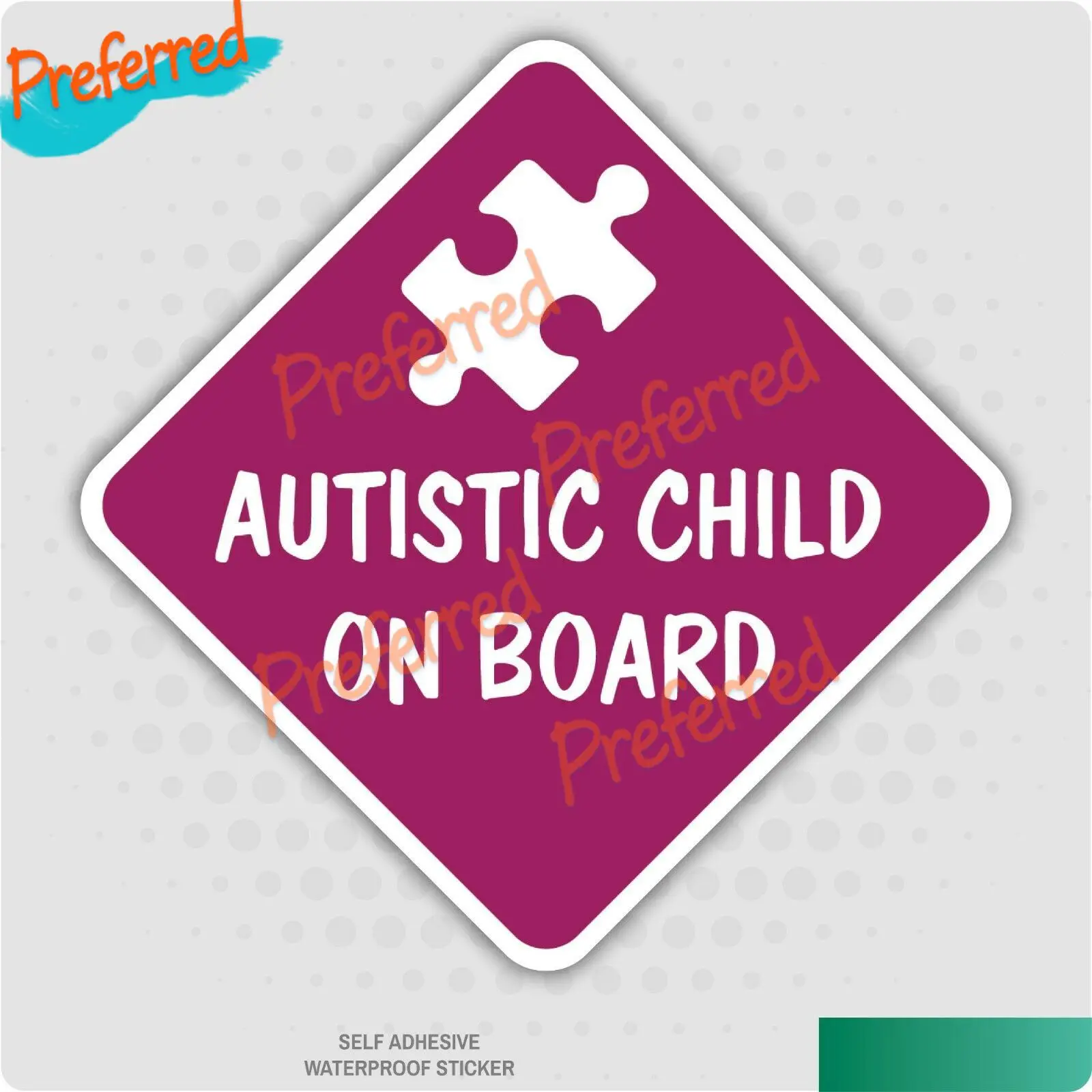 Creative Car Sticker Warning Autistic Child on Board Sticker - Car Child Children Autism Safety Children Kids Waterproof Sticker