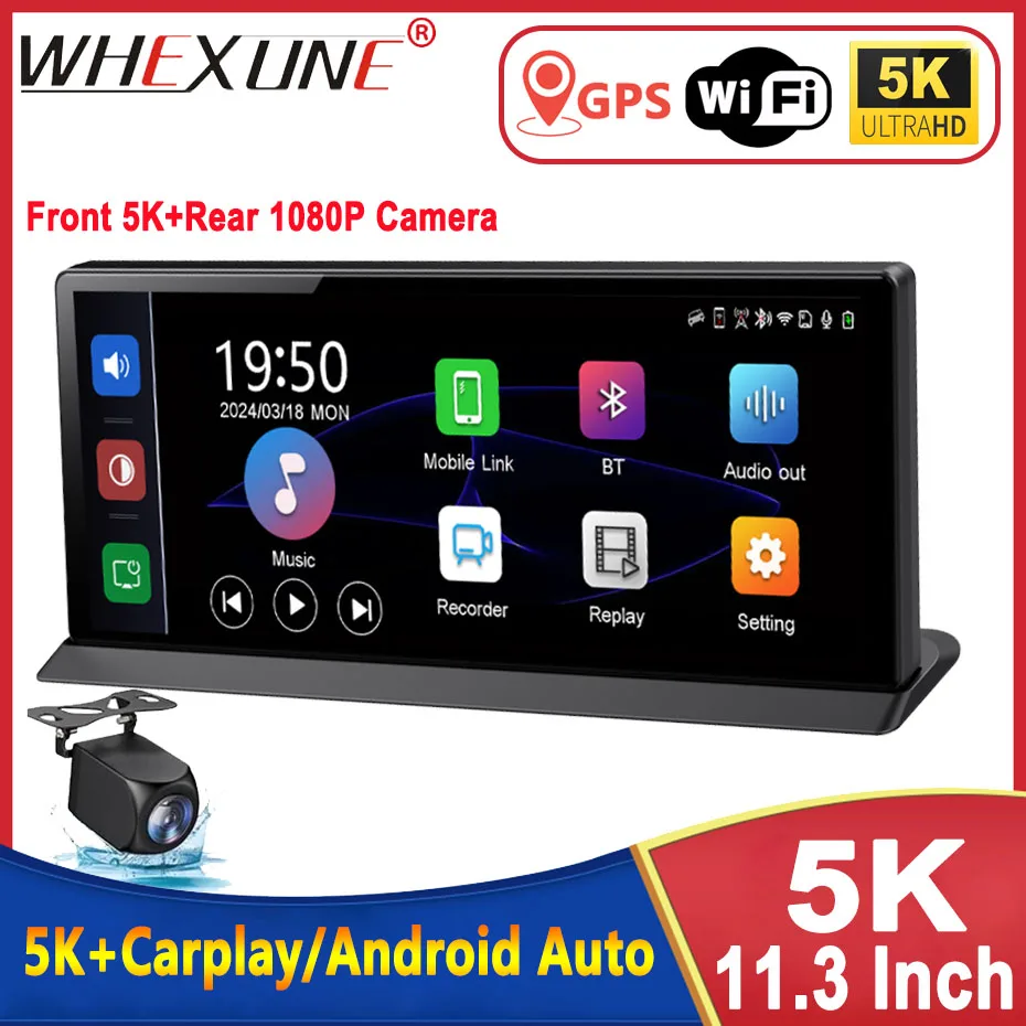 Front 5K Rear 1080P Dash Cam Camera 11.3
