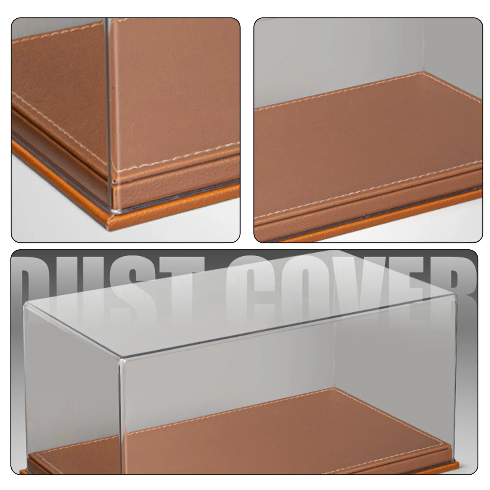1:18 High Transparency Dust Cover - Leather Base Display Case for 1:24 Car Models with LED Lighting Parking Lot Scene