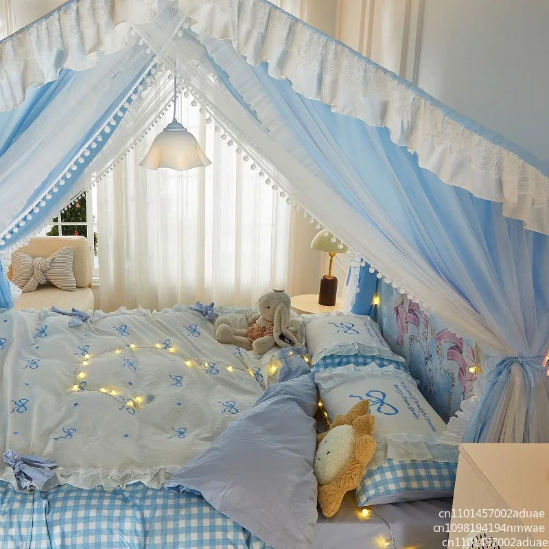 New princess style mosquito net home bedroom transformation children's split bed tent girls' room blackout curtain integrated view 5