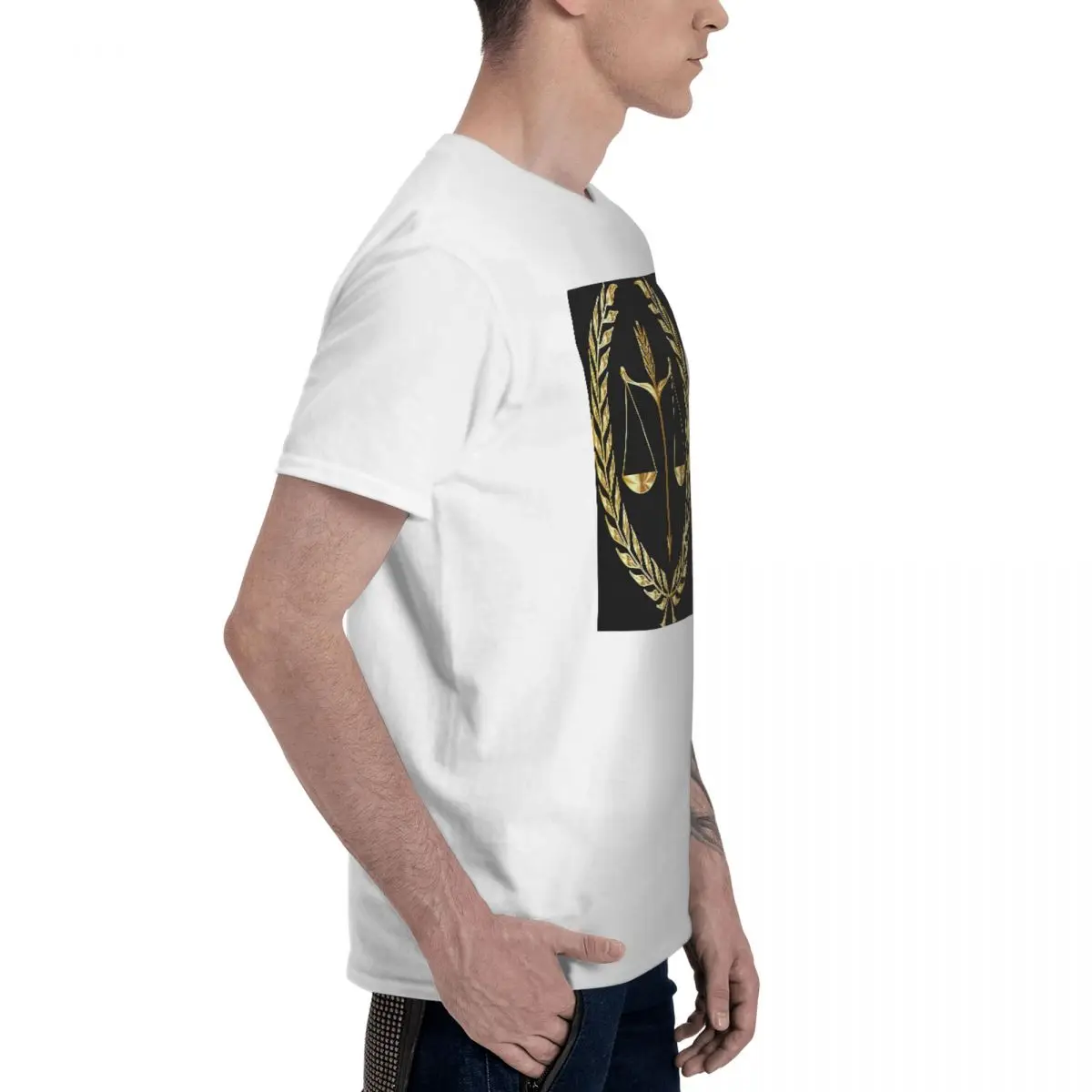 الذهب الموازين من العدالة القانون شعار المحامي الحزب القانوني تي شيرت للرجال تي شيرت الرجال تيز قصيرة الجولة الرقبة ملابس الصيف بلايز #4