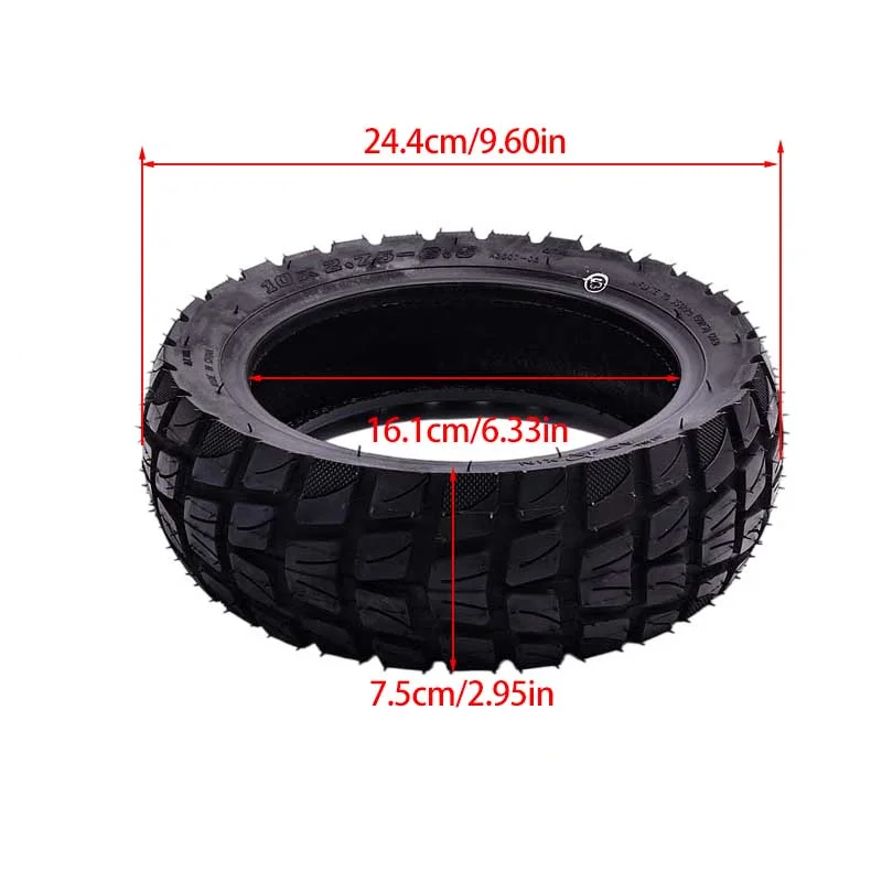 Universal 10x2.75-6.5 Vacuum Tire for Off-Road Scooter, Deep Grooved Tread Prevents Slipping, 6.5 Inch Hub Replacement