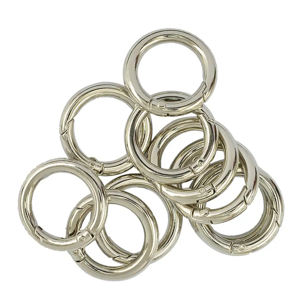 Stainless Silver Round Spring Snap Hook Alloy Carabiner Key Hook Handbag Clasp Hooks for Camping Craft Projects