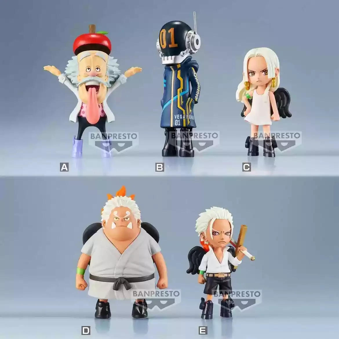 本物のバンダイワンピースアニメ-wcf-エッグヘッド-vol4-ベガパンク-ジンベーアクションフィギュアワンピースフィギュアモデルおもちゃグッズギフト