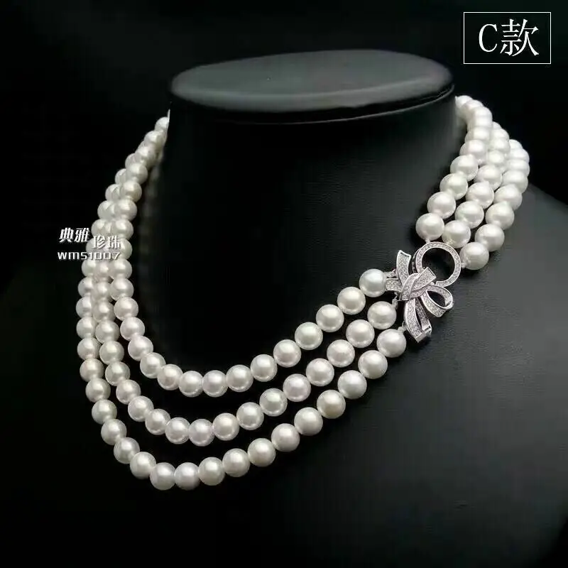 

18-20" Gorgeous AAA 8-9mm South Sea White Pearl Necklace with 925 silver