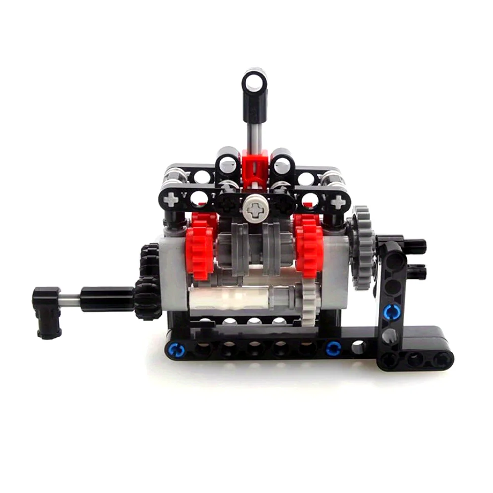 MOC compatible small particle 4-speed gearbox building block model adult DIY toy Manual gearbox assembly with 4-speed shifting s